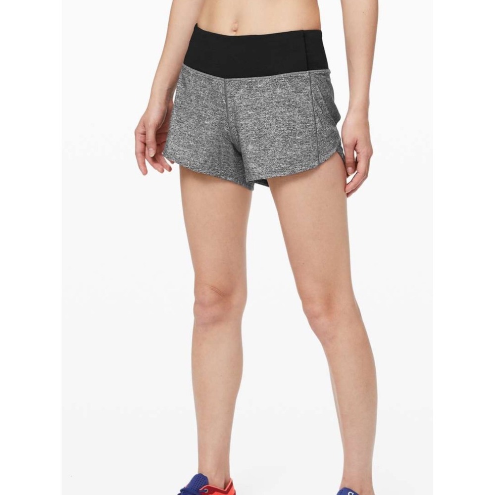 Lululemon Speed Up Shorts Heather Gray with Black Waistband Womens 12